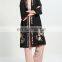 Three Quarter Sleeve Black Flower Embroidered Kimono Cardigan Women