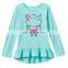 Hot Sale Cute Girl Dresses, One piece Girls 4- 8 Long Sleeve Ruffled High-Low Tee