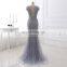 New Arrival Short Sleeve Mermaid Royal Applique Beaded Tulle Evening Dresses LX296