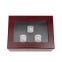 Piano lacquer champion rings display box with a custom logo.Wooden rings box with glass window