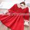 Autumn new style pearl fungus lapel woolen yarn sweet and cute dress girls skirt children's wear