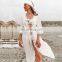 Plus size Red Cotton Beach Dress Embroidery Robe de Plage Bikini cover up Beachwear Pareos de Playa Mujer Beach tunic Cover ups