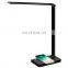 DDP shipping wholesale High quality modern LED wireless charging table lamp bedside black table lamp light