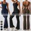 Custom Sexy Bodysuit Workout Wear Gym Fitness Bodysuit Sleeveless Racer Back Hollow Out One Piece Jumpsuits Women Yoga Jumpsuit