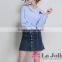 2016 New Fashion Jeans Skirts A-line Skirt Of Decorative Button 255J