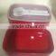 2016 Microwave Safe 2 Layer Plastic Picnic Box with Shrinkable Sleeve Plastic Lunch box with spoon