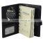 customized size PU leather business portfolio notepad with rotatable round calculator and card holders