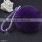 16colors In Stock PU Leather Alloy Charm Keychain Genuine Rabbit Fur Ball Keychain