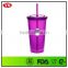 Plastic Material and Mugs Drinkware plastic double wall cup with screw lid and straw