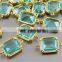 2 Faceted amazonite bezel set stones connectors jewelry charm