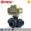 3 way UPVC union connection electric ball valve