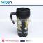 Promotional plastic coffe travel mug double wall coffee cup car mug with handle