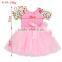 Wholesale Pink Flower Short Sleeve Tulle Skirt Set Ballet Dress Pink Pettiskirt Kids Tutu Dress