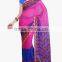2016 Indian Traditional Saree Print Series Chiffon Long Irregular Women Dress