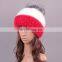 Double dyed color mink fur knitted hat with fur ball for lady