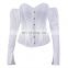 Autumn/winter women's dress in solid color one-line shoulder girdle, waist rope, back and long sleeve blouse corset top