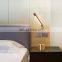 wholesale Nordic style modern minimalist foldable metal wood grain Study bedroom bedside led copper table lamp