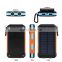 Amazon Hot Selling 8000mah,  10000mah external solar power bank waterproof battery charger portable charge