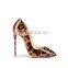 Leopard patent print high quality design pointed toe ladies high heel pumps sandals shoes women evening shoe