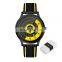 Sinobi Creative Sport Watch For Man Silicone Band Wristwatch Leather Band Reloj Double Dial Yellow Watch S9845G