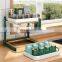 Height Adjustable 2 Tier Drinkware Organizer Tea Cups & Coffee Mugs Storage Drying Rack Multifunctional Tabletop Stemware Holder