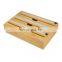 3 in 1 Bamboo Plastic Wrap Dispenser Aluminum Foil and Plastic Wrap Organizer with Slide Cutter