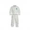 Individually Packed Disposable Protective Coverall with Elastic Cuffs Attached Hood and Boots White Large coverall