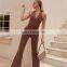 Women Sexy Halter One Piece Yoga Jumpsuits Custom Backless Sports Bodysuit Flared Leggings