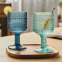 Embossed Turquoise Solid Colored Glassware Goblet Wine Glass And Tumblers