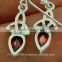 Celtic Trinity Silver Earrings, set w Garnet CZ, e256