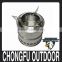 China camping survival wood stove and aluminium cooking set type camping gear