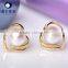 cultured akoya pearl earrings stud of love shape very cute design