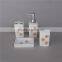 circular design square shape ceramic bathroom set with lotion bottle and soap dish and toothbrush holder and tumbler