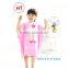 Lovely pink color printed gril hooded poncho towel cartoon girl hooded towel