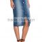 2015 latex summer buttoning knee length casual denim skirt SYA15110