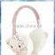 cat knitted kids animal earmuffs with glitter nose and printed bowknot