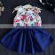 New 2016 Flowers Pattern Fashion Girls Clothing Sets, Children Skirt Suit