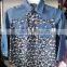 2015 Fashion 100%cotton High Quality Ptined Denim Girl Shirt