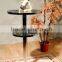 marble top bar table chrome shelves