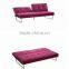 Living room or Hotel use simple style fabric purple folding sofa bed with metal leg