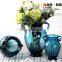 Home decoration european antique amphora blue glass vases for flower arrangements