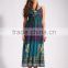 women's rayon printed spaghetti strap hawaii style maxi dress