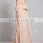 latest fashion design Blush V-cut neck and back Open-Shoulder Chiffon Gown
