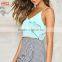 2017 Nwe Women Skirt And Ruffle Layer Crop Top Set