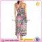 Women's Fit and Flare Gathered at Neckline and Waist Aztec Tank Dress With Tie Detail at Back