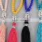 Fashion Turkey Seed Bead Chain Jewely Long Fabric Tassel Necklace