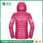 Morden Style Pink Women Ultra Light Down Jacket With Detachable Hood