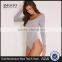 Custom Size One Piece Plain Jumpsuit Long Sleeve Basic Grey Scoop Neck Thong Bodysuit