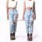 Simple pants hole torn female jeans women's cool denim pants straight jeans for girl destroyed casual pants