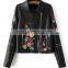 Runwaylover EY1015C wholesale embroidery woman biker jacket women leather jacket and coat